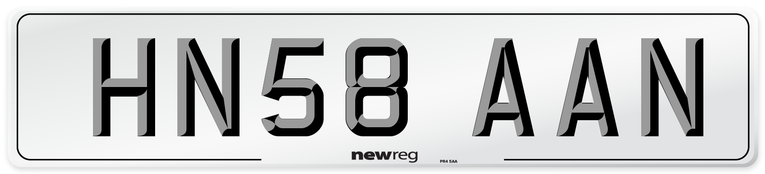 HN58 AAN Number Plate from New Reg